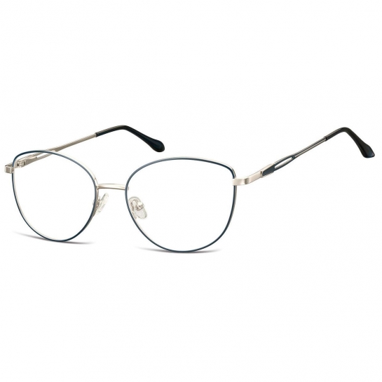 Damskie okulary zerówki oprawki korekcyjne kocie oczy Flex 888C srebrno-granatowe